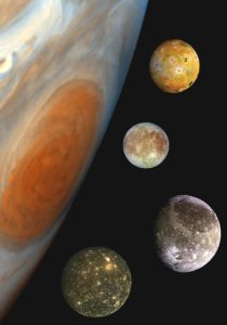 jupiter and four of its galilean moons