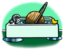 cartoon of Saturn in a bath tub