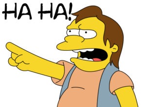 Nelson from the simpsons saying haha