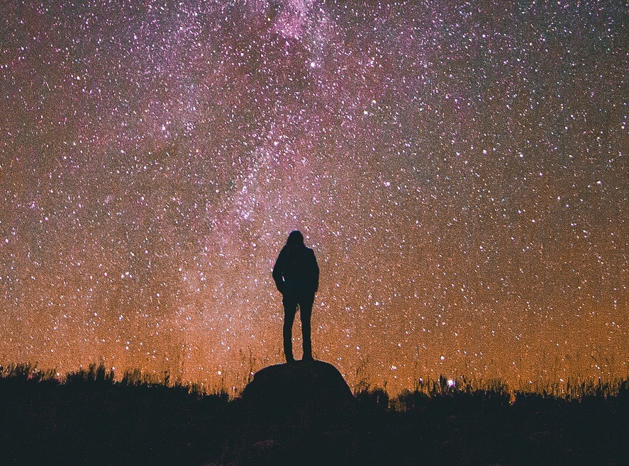 human standing against night sky