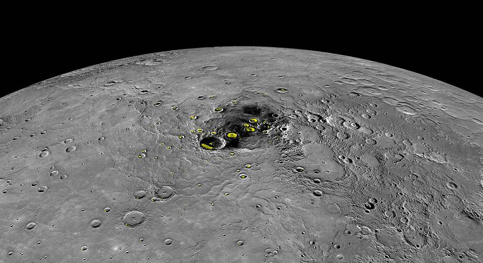 ice found on mercury